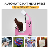 Giraffe Auto Hat Heat Press Machine, Automatic Hat Press Heat Machine for Caps T-Shirts Bags, DIY Sublimation Hat Press Cap Press Auto Open & Release & Digital Press Knob-Style Control Panel (Pink) Giraffe