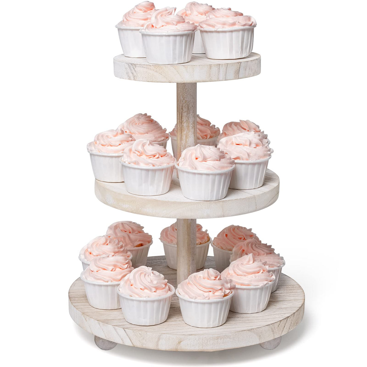 VIVIRBIEN 3 Tier Cupcake Stand Round,Wood Cake Stand with Tiered Tray Decor,Rustic Cake Stand,Cupcake Display for Home Tea Party, Birthday, Wedding, Farmhouse Decor,Woodland Baby Shower…… VIVIRBIEN