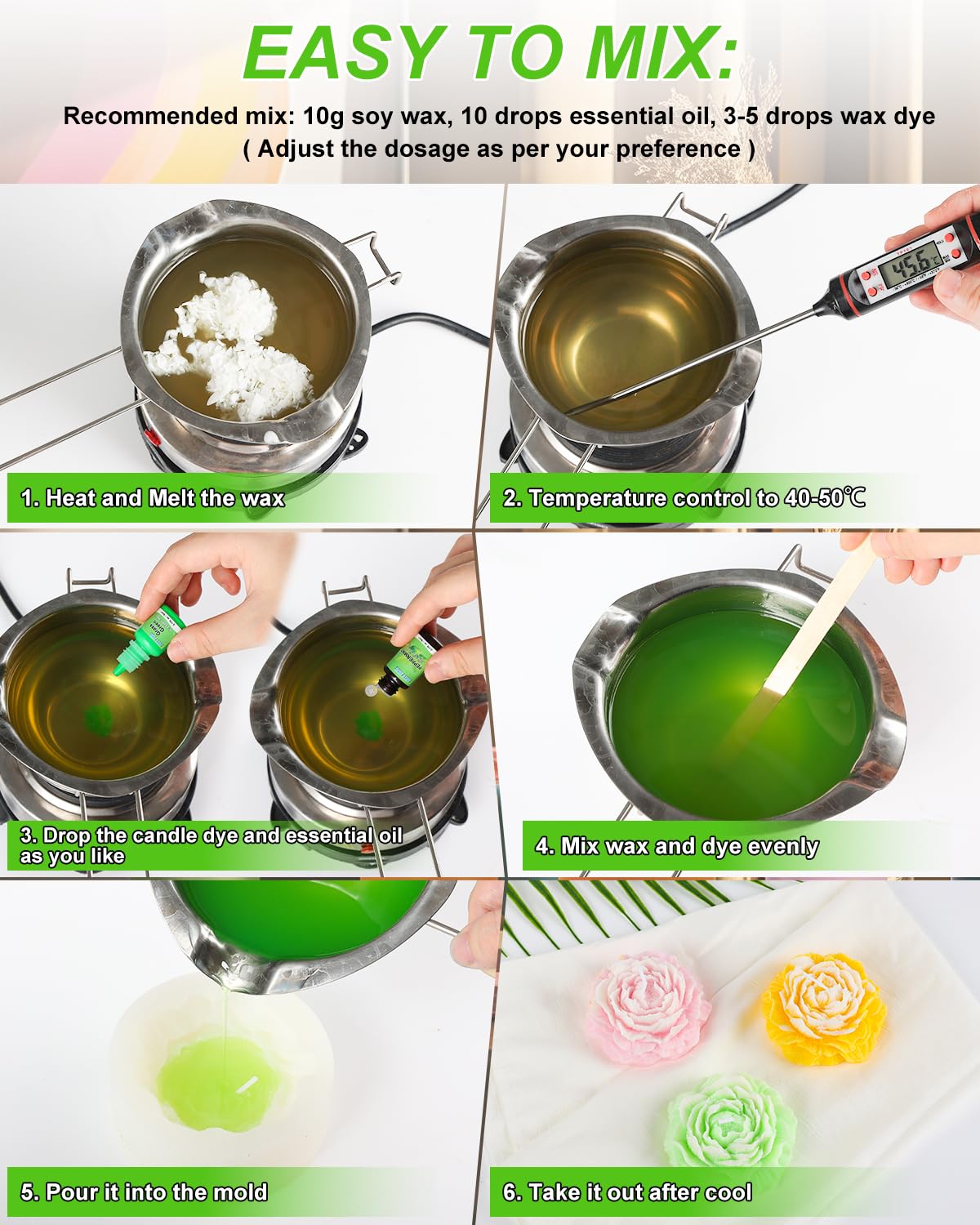 ARTY HUB Candle Dye - 24 Colors & 6 Essential Oils for Soy Candle Making - 30 Bottles X ARTY HUB