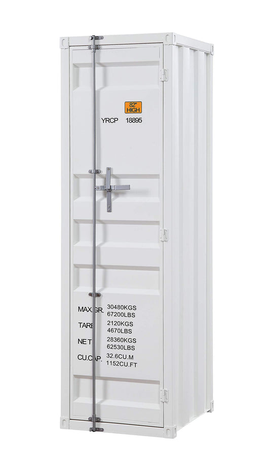 Acme Cargo Wardrobe Metal Armoire with 1 Door in White - WoodArtSupply