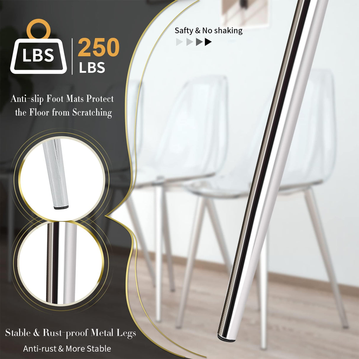 Baysitone Clear Dining Chairs Set of 4, Modern Kitchen Chairs with Transparent Seat, Acrylic Accent Side Chairs with Metal Legs for Dining Room, Kitchen, Living Room with Silver Baysitone