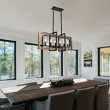 Lingkai Farmhouse Chandelier Rustic Kitchen Island Light Fixture, Industrial Pendant Lighting Fixtures Wood and Metal for Dining Room Pool Table Lingkai
