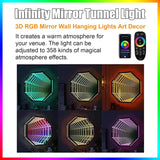 Infinity Hexagon Mirror, Remote Control LED Tunnel Lamp, Multicolor Tunnel Lamp Infinity Light Wall Hanging Lights, Infinity Mirror Art Light Night Light with Multi Color Changing Light,30cm/11.81in WoodArtSupply