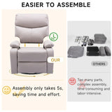 GNMLP2020 Swivel Rocker Recliner Chair for Adults, Rocking Small Recliner Chairs for Small Spaces, Glider Chairs Recliner Lazyboy Single Sofa for Nursery, Living Room, RV, Beige GNMLP2020