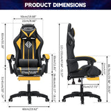 HOFFREE Gaming Chair Massage with Bluetooth Speakers Ergonomic Computer Gaming Chair with LED RGB Lights Footrest High Back Music Video Game Chair with Lumbar Support Yellow and Black HOFFREE