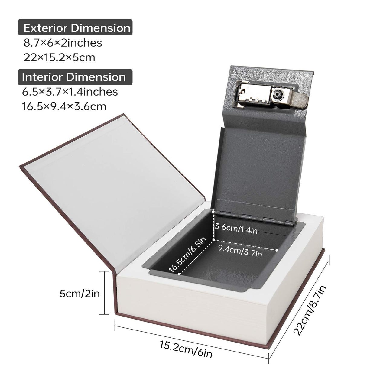 Real Paper Transfer Book Safe, Hollow with Secret Hidden Compartment, Combination Lock, 8.7"×6"×2" (Bible-Combination) PACOLO