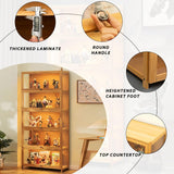 Display Cabinet with Acrylic Glass Door, 5-Tier Transparent Curio Display Case for Figures, Collectibles Toy Organizers Rack & Display Shelf, Kids Bookcase for Playroom, Living Room (Brown flip) eughaa