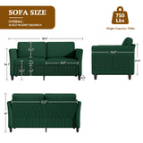 Valthie 60.6" Small Corduroy Loveseat Sofa, Mid-Century Modern 2-Seater Couch with Side Pockets for Small Spaces, Green– Perfect for Living Room, Bedroom, Office & Apartment Valthie