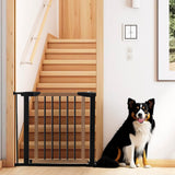 NMN Designs Logan Dog Gate - Indoor Pet Barrier and Wooden Dog Gate with Walk Through Swinging Door - Pressure Mounted for Walls and Stairs - Puppy Gates for The House - Expandable 29.5" to 51.5" NMN Designs
