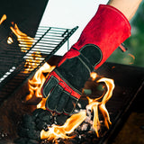 Grill Armor Welding Gloves – 16inch 932℉ - Leather Forge/Mig/Stick – Heat/Fire Resistant Gloves, Mitts/Pot Holders For Oven, Grill, BBQ, Furnace, Stove, Fireplace, Tig Welder, Animal Handling Glove Grill Armor Gloves