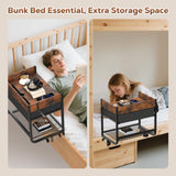 Housolution 2 Tier Bedside Shelf for Top Bunk & Loft Beds, Bunk Bed Shelf with Fabric Drawer, Tablet Slot,Clip on Nightstand for College Dorm Rooms, Small Apartments, Bedrooms with Limited Space Housolution