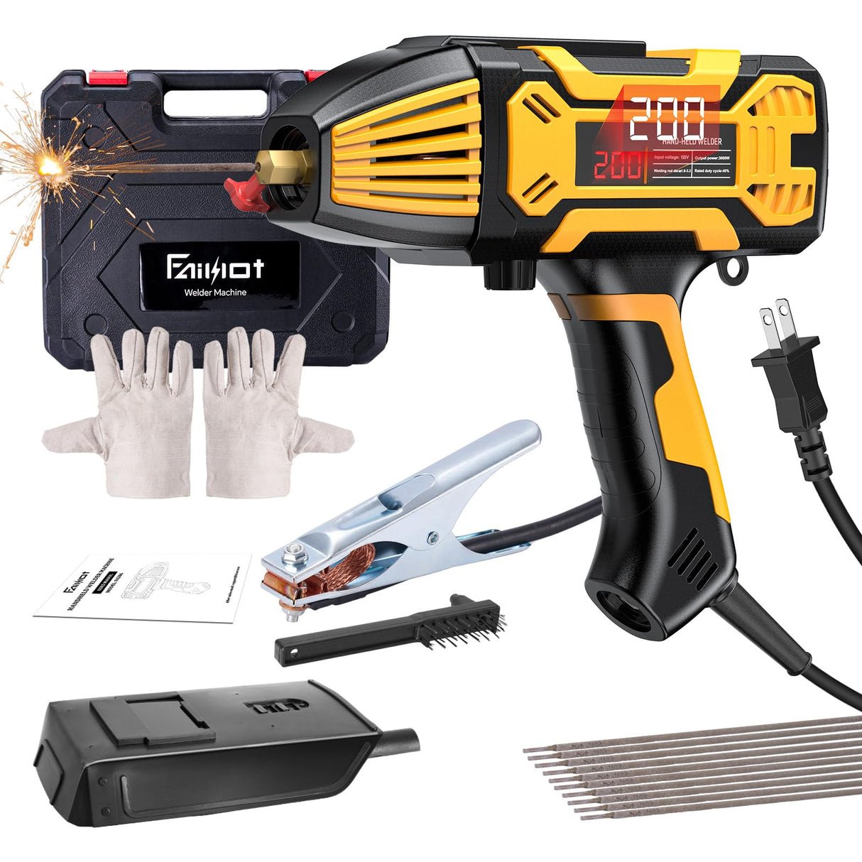 Faiuot Portable Handheld Welding Machine, 110V Portable Welder with IGBT Inverter 6 Variable Current Adjustment, Electric ARC Welder Gun Welding Tools Set Fits for 3/32"-1/8" Wire Rods Faiuot