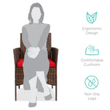 Best Choice Products 3-Piece Outdoor Wicker Conversation Bistro Set, Space Saving Patio Furniture for Garden w/Side Table - Brown/Red Best Choice Products