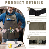 Realand 14 Pockets Tool Apron + 13 Pockets Waist Tool Belt, Sturdy Oxford Work Apron Vest for Carpenter Garden Woodworker Shop, Woodworking Aprons for Men Women, Khaki Realand
