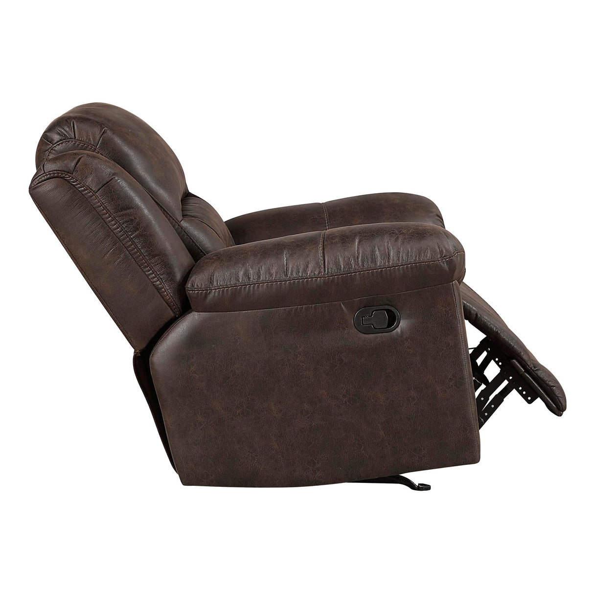 Lexicon Rocker Recliner Chair for Living Room, Wall Hugger Manual Recliner Chairs, Textured Microfiber Upholstered Rocking Reclining Chair, Home Theater Seating, Required Assembly, Dark Brown Lexicon