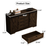 Luoxiao Sideboard Buffet Cabinet with Storage, 55 inch Farmhouse Cabinet with 4 Drawers, Sliding Barn Door, Adjustable Shelves, 32inch Tall Coffee Bar for Living Room, Kitchen, Dark Oak Luoxiao