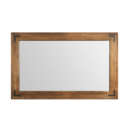 YOSHOOT Rustic Wooden Framed Wall Mirror, Natural Wood Bathroom Vanity Mirror for Farmhouse Decor, Vertical or Horizontal Hanging - WoodArtSupply