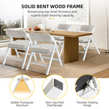 Asnefeli Wood Folding Chairs with Padded Seats, Wooden Folding Chairs Set of 2, Foldable Dining Chair with Cushion, Stackable Extra Chair for Indoor Outside Events, Party, Wedding (White Gray) Asnefeli