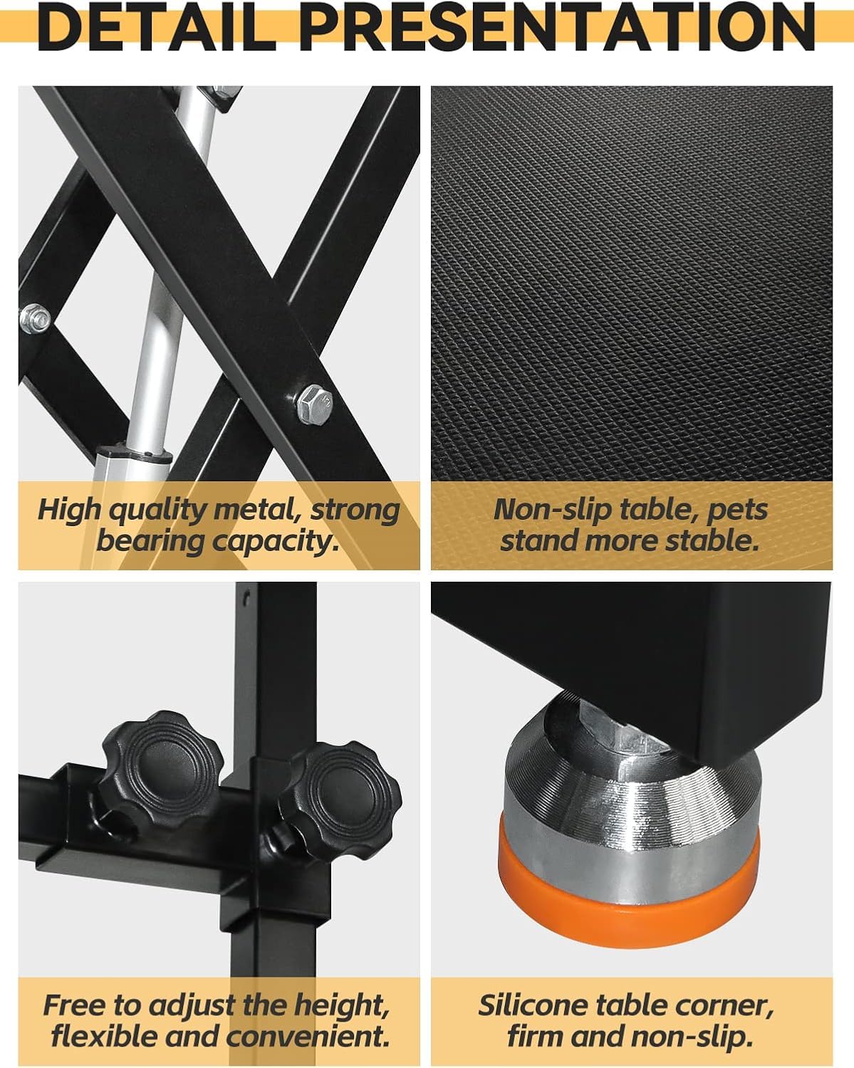 Kalolary Electric Pet Grooming Table for Large Dogs, Heavy Duty Professional X Lift Dog Grooming Table with Anti-Static Non-Slip Rubber Tabletop, 3 Nooses & Clamps & Arms, Black Kalolary