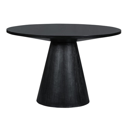 Merax Round Dining Table, Retro Style Wooden Round Dining Table, Kitchen Table for Kitchen Room, Living Room (Black)