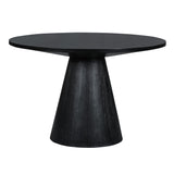 Quarte Retro Round Dining Table, Minimalist Elegant Wood Table for Living Room, Dining Room,Set up for 4 People (Black/Round*W) Quarte