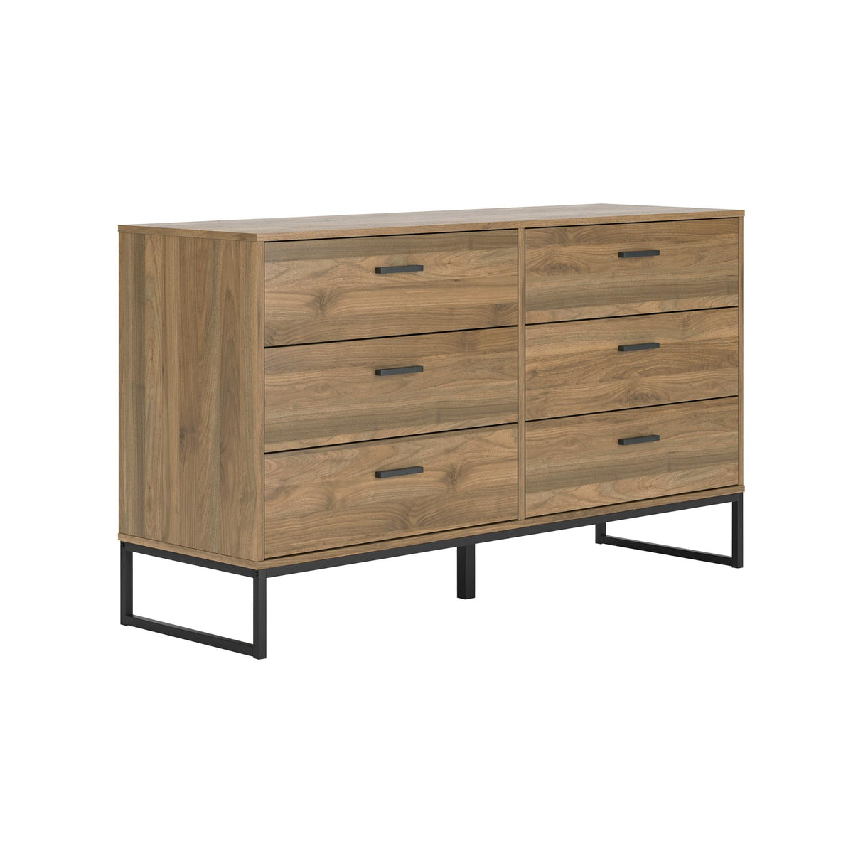 Signature Design by Ashley Deanlow Mid-Century Modern 6 Drawer Dresser with Safety Stop for Bedroom, Light Brown & Black Signature Design by Ashley