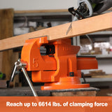 PONY Heavy Duty Bench Vise, 5-inch Jaw Width 7-inch Jaw Opening, 360-Degree Swivel Base with Anvil, Utility Combination Pipe Home Vise for Woodworking, One-Pair Vise Jaw Pad Included PONY