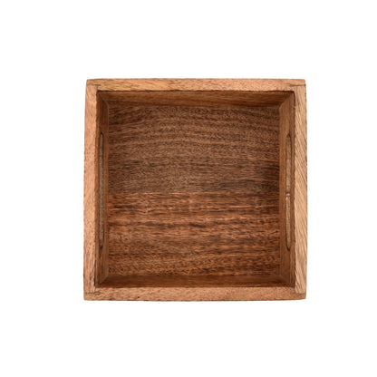 Samhita Square Burning Finish Mango Wood Napkin Holder For Restaurant Decor Kitchen Bar Accessories (7.5"x 7.5"x 2.75")