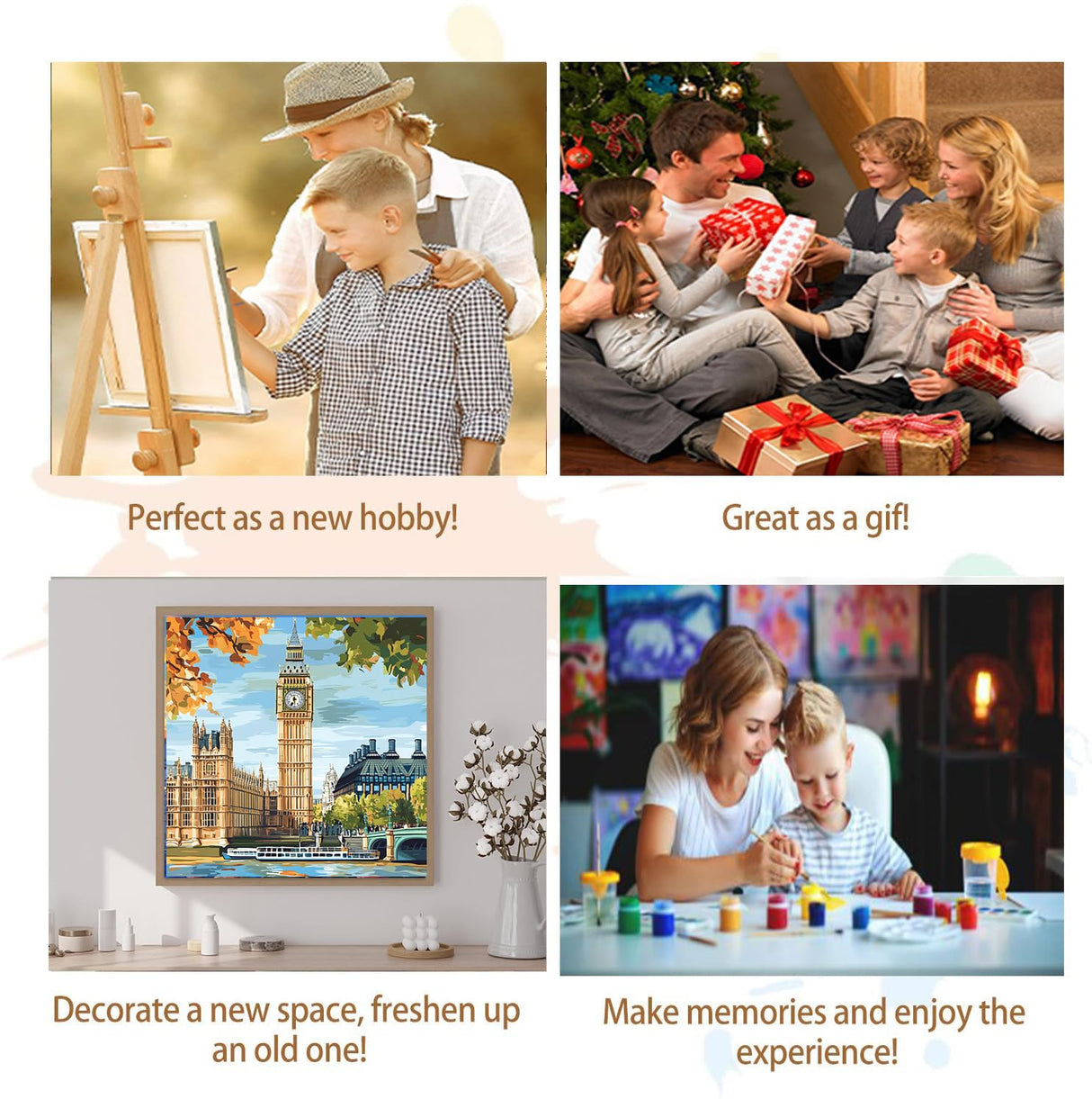 Artunion Framed Paint by Numbers Kit for Adults Beginners & Kids Ages 8-12,Big Ben Paint by Number with Frame,London City Paint by Numbers Kit on Canvas 10 * 10 Inch Without Easel Artunion