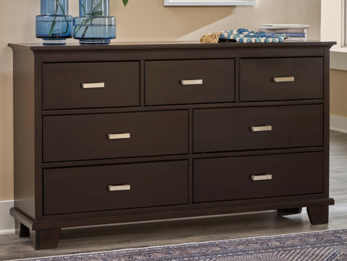 Signature Design by Ashley Covetown Contemporary 7 Drawer Dresser with Safety Stop for Bedroom, Dark Brown Signature Design by Ashley