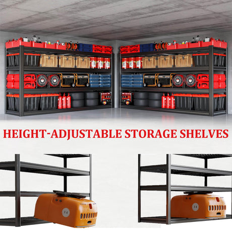 PMKES 67" Wide Garage Shelving Unit, 67" W x 24" D x 68" H, Heavy Duty Garage Storage Shelves,3500 LBS Capacity, Industrial Adjustable Shelves for Basement Warehouse PMKES