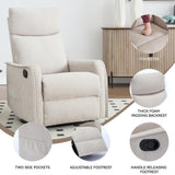 Massage Rocker Swivel Recliner Chair for Adults, Manual Recliner Glider with Lumbar Heating, Technical Flannel Fabric Nursery Glider Rocking Chair with Vibration Massage for Living Room - Beige EZZUP