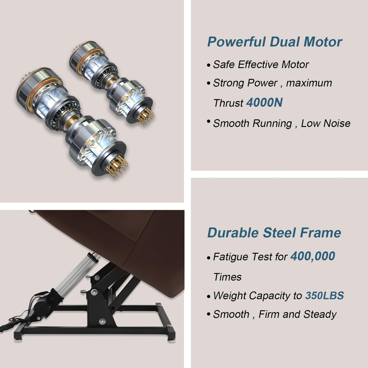 MEROUS Dual Motor Large Power Lift Recliner Chair for Elderly with Heat and Massage,Lay Flat Lift Chairs Recliners for Seniors Infinite Position,USB Ports&Remote, Genuine Leather (Brown) MEROUS