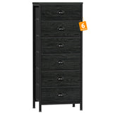 Furnulem Tall Dresser with 6 Drawers,Vertical Bedside End Table & Chest for Bedroom,Black Storage Tower Dorm Nightstand with Fabric Drawer Organizer Unit Furniture in Living Room,Closet,Hallyway Furnulem