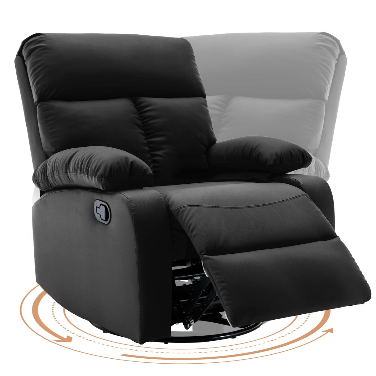 hzlagm Swivel Rocker Recliner, Rocking Recliners Chair for Small Spaces, Small Rocker Recliner Chair, Nursery Rocking Chairs for Living Room, RV, Nursery, Black hzlagm