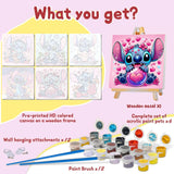 nekpiahu 6 Pack Cartoon Paint by Numbers for Kids with Framed Canvas-with Wooden Easel, Paint by Number for Kids Ages 4-8-12, DIY Easy Acrylic Oil Painting Kits for Home Wall Decor (8X8inch) nekpiahu