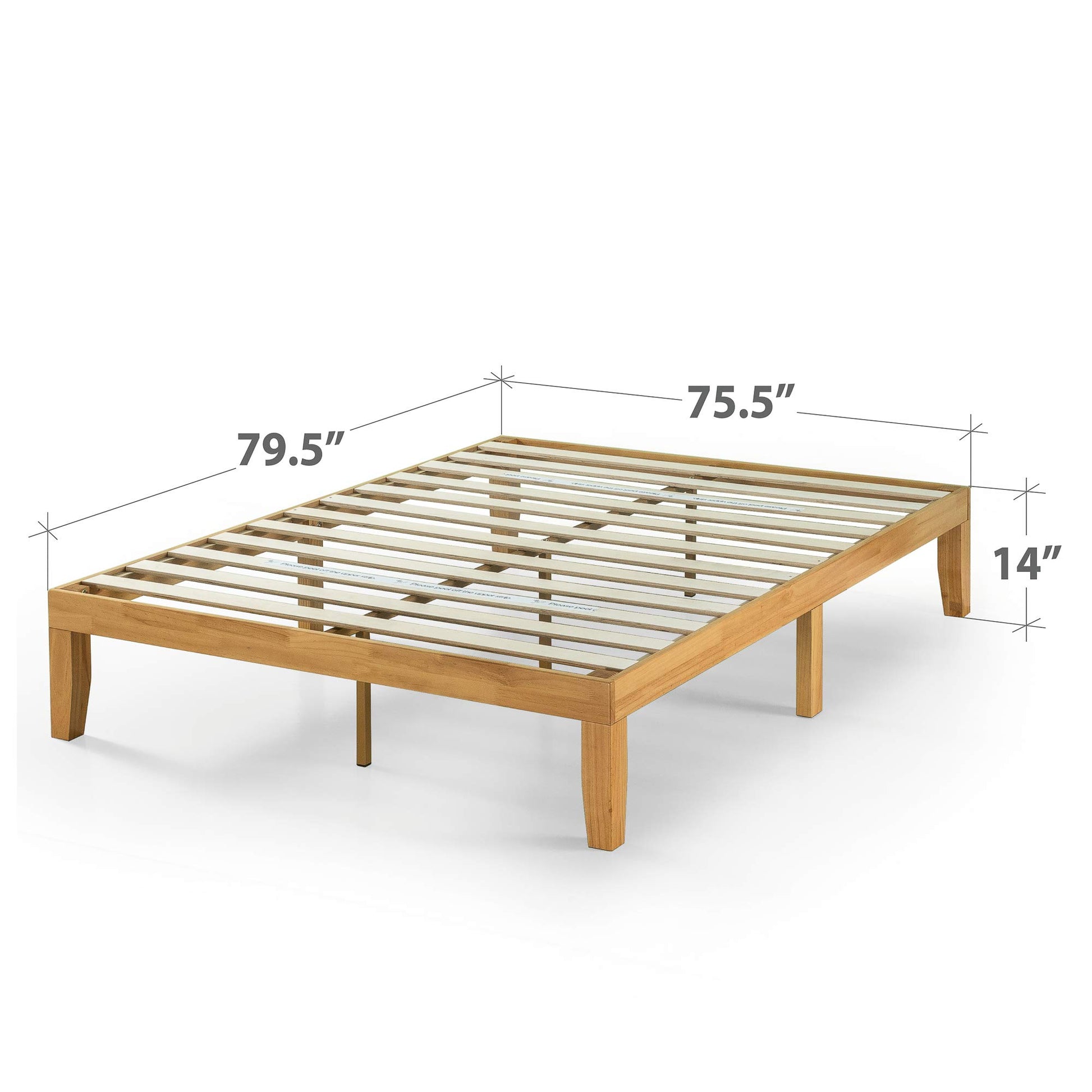 ZINUS Moiz 14 Inch Natural Wood Platform Bed Frame – No Box Spring Needed, Easy Assembly, King Size - WoodArtSupply