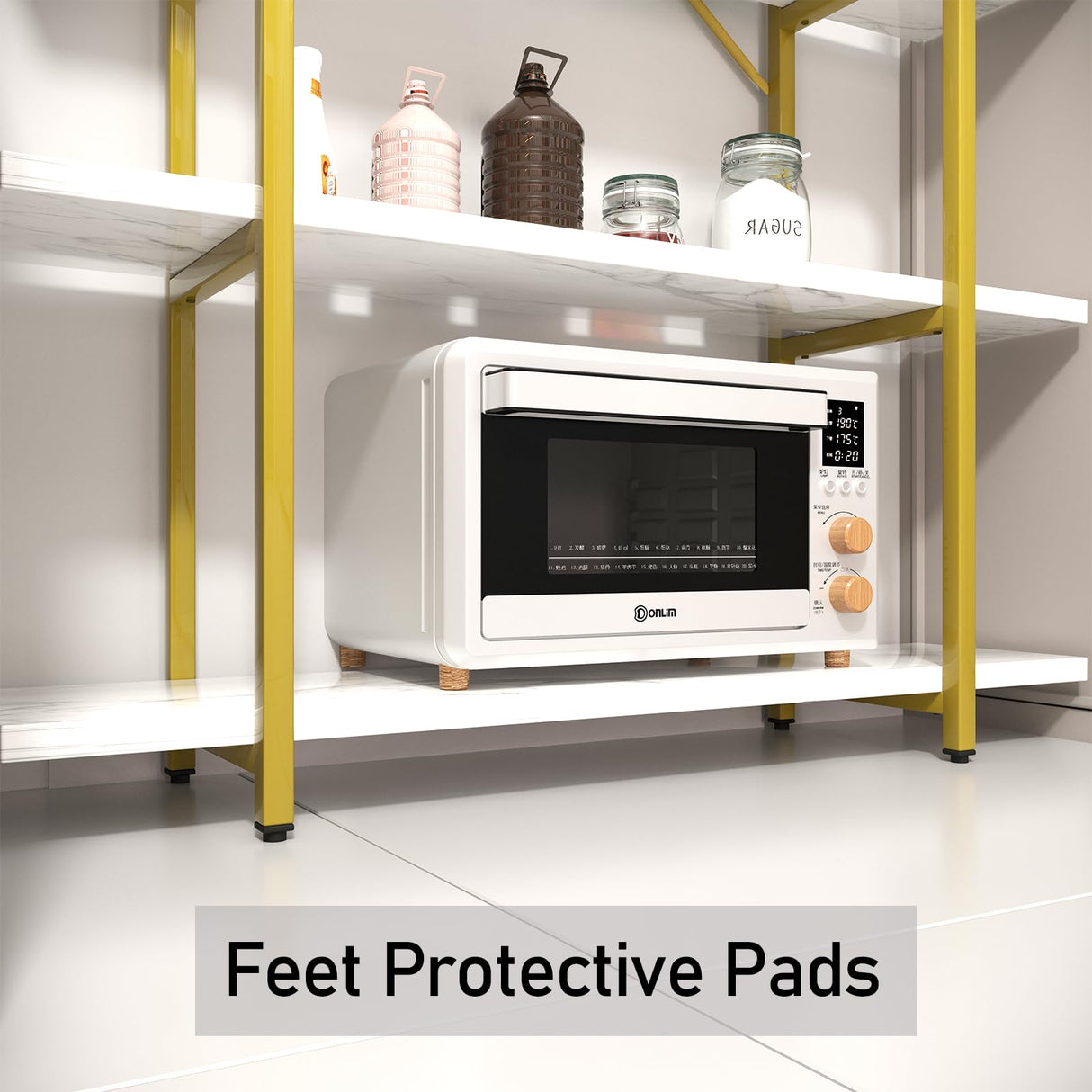 Azheruol Modern 5-Tier White Faux Marble Bookshelf with Metal Frame for Stylish Home Organization Azheruol