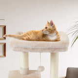 FISH&NAP Cute Cat Tree Kitten Cat Tower for Indoor Cat Condo Sisal Scratching Posts with Jump Platform Cat Furniture Activity Center Play House Beige FISH&NAP