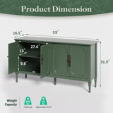 FansaFurn Console Cabinet, 58'' Mid Century Modern Pantry Cabinet, Wood Buffet Cabinet, Media Cabinet with 4 Doors, Accent Cabinet for Entryway, Living Room, Bedroom, Dining Room (Green) FansaFurn