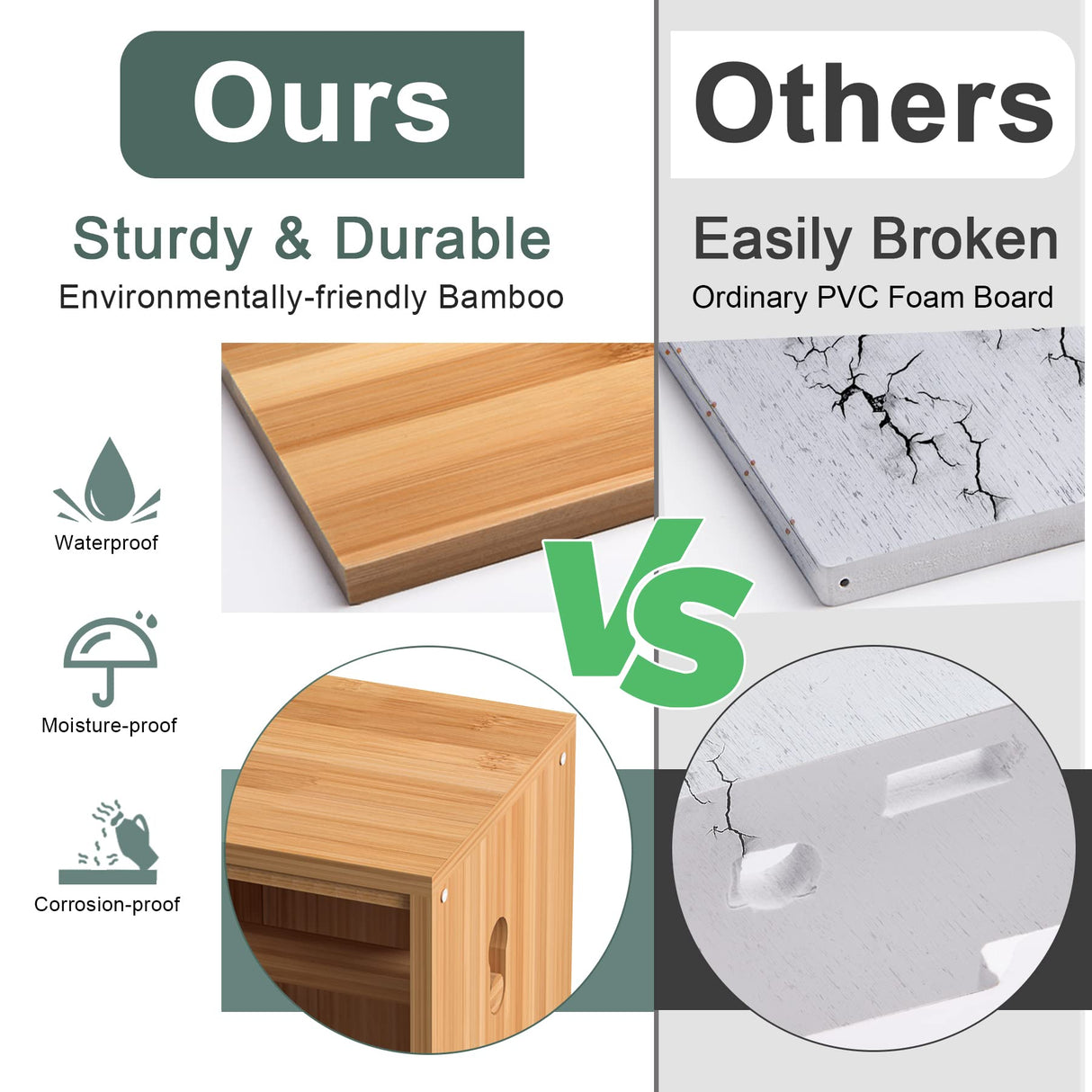 AmazerBath Toilet Paper Storage Cabinet Bamboo, Toilet Paper Holder with Storage for Small Spaces, Slim Bathroom Storage Cabinet, 33x7.3x6.5 Inches AmazerBath