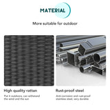 FDW 3 Piece Outdoor Furniture Set Patio Wicker Chairs Furniture Bistro Conversation Set 2 Rattan Chairs with Blue Cushions and Glass Coffee Table for Porch Lawn Garden Balcony Backyard FDW