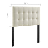 Modway Lily Tufted Linen Fabric Upholstered Twin Headboard in Ivory Modway