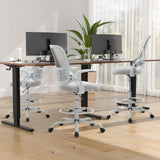 SMUG Drafting Chair, Tall Office Chair Tall Standing Desk Chair Counter Height Adjustable Office Chair with Flip-up Arms, Mid Back Mesh Office Drafting Chair, Grey SMUG