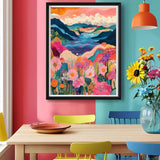 Flower Diamond Art Kits for Adults- Mountain Flower Diamond Art Kits for Beginners-Landscape Abstract DIY 5D Diamond Painting Kit ，Cute Painting Pictures 5D Craft Wall Decor for Home【11.8x15.7inch】 RYMILIE