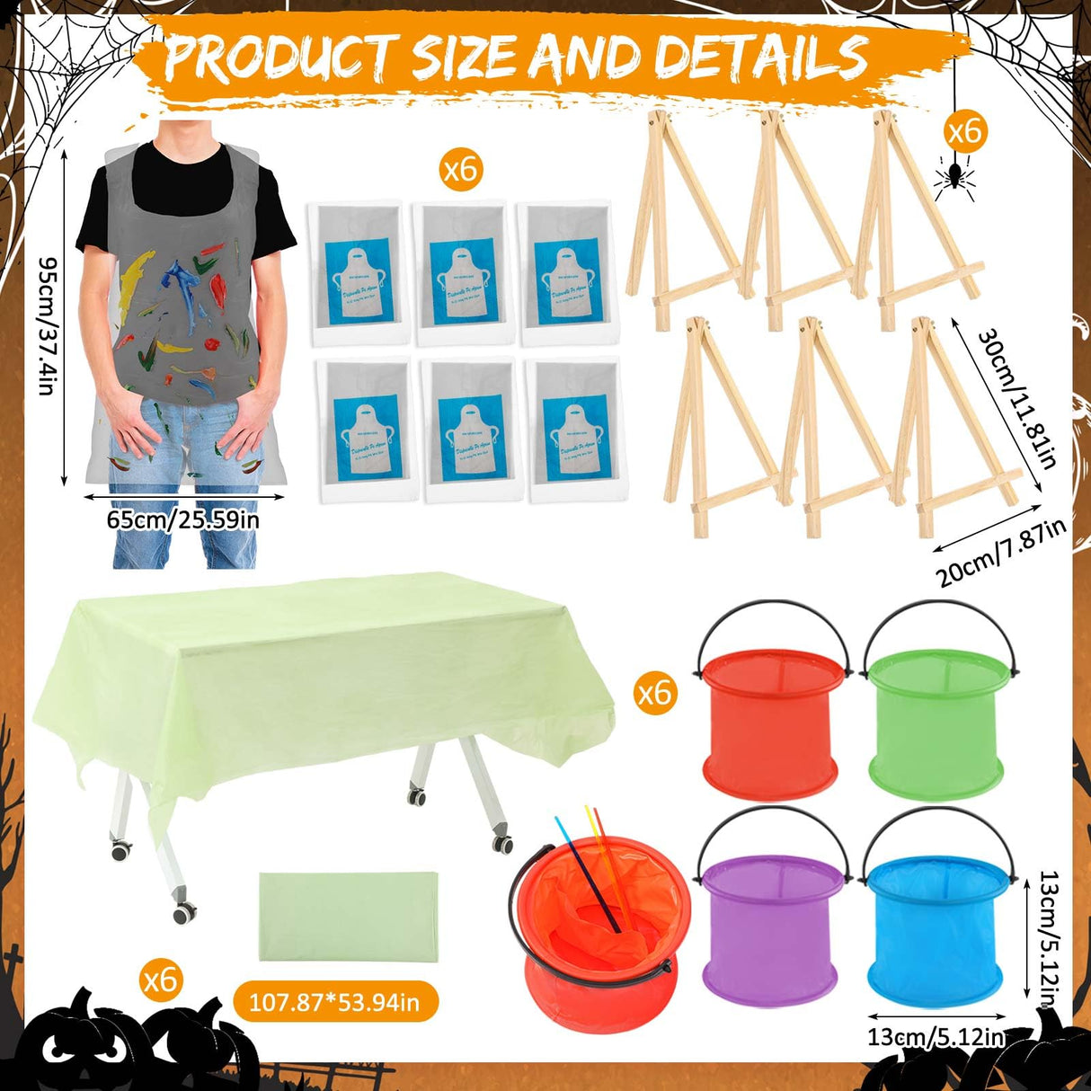 Gersoniel 6 Sets Halloween Paint by Numbers Kit for Adults, 16x12 Inch Ghost Pumpkin Sip and Paint for Beginners, Pre Drawn Oil Painting on Canvas, DIY Painting Kit Bulk Gifts for Halloween Gersoniel