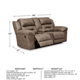 Signature Design by Ashley Stoneland Faux Leather Manual Double Reclining Loveseat with Center Console, Light Brown Signature Design by Ashley