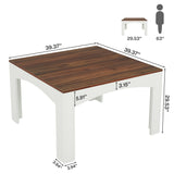 Tribesigns Square Dining Table for 4 Person, 39.4" Farmhouse Wood Kitchen Table Dinner Table for Dining Room, Small Space, Walnut + White Tribesigns