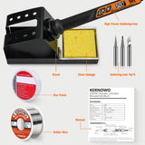 Soldering Iron, 160W Soldering Tool, LED Display Temperature Control Accurate 392°F-932°F, with ON/OFF Switch, 3 Iron Tips, Stand,Flux, Automatic Sleep Mode K KERNOWO