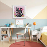 Diamond Art Kits for Kids with Wooden Frame, Cat Animal Diamond Art for Kids Ages 8-12, Full Drill Small Diamond Painting Kits for Kid Beginners, DIY Big Gem Art for Home Wall Art Decor 7X7 inch CSZPPQAF